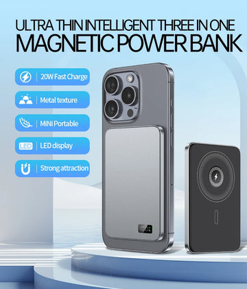 New Ultra thin Alloy Magnetic Powerbank Magnetic 20,000mah