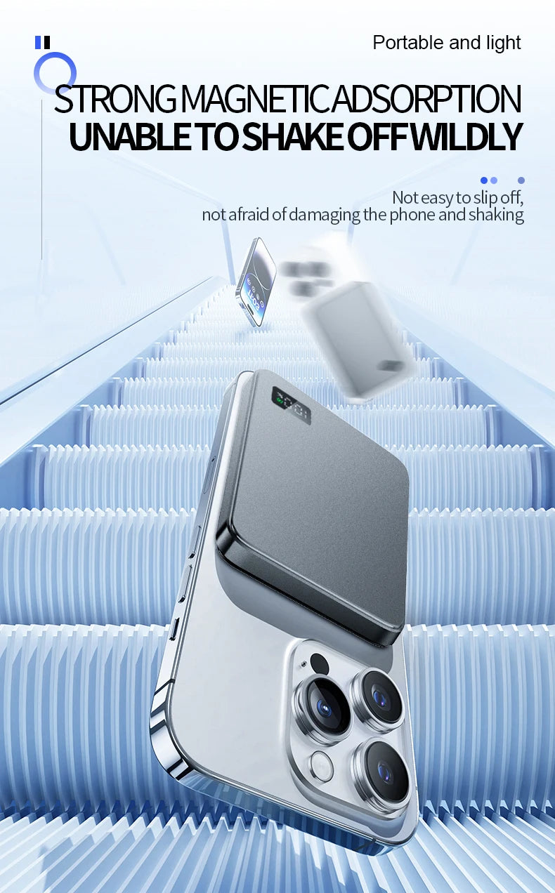 New Ultra thin Alloy Magnetic Powerbank Magnetic 20,000mah